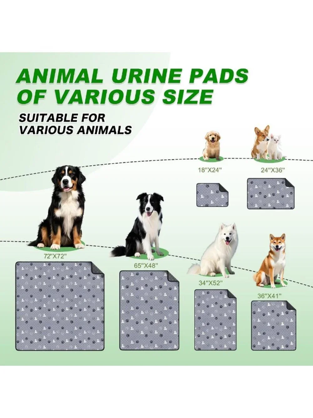Washable Dog Pee Pads 18x24 in - Super Absorbent, Waterproof, Non-Slip, 4 Pack